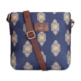 THE CLOWNFISH Aahna Printed Handicraft Fabric Crossbody Sling bag for Women Casual Party Bag Purse with Adjustable Shoulder Strap for Ladies College Girls (Multicolour-Triangle Design)