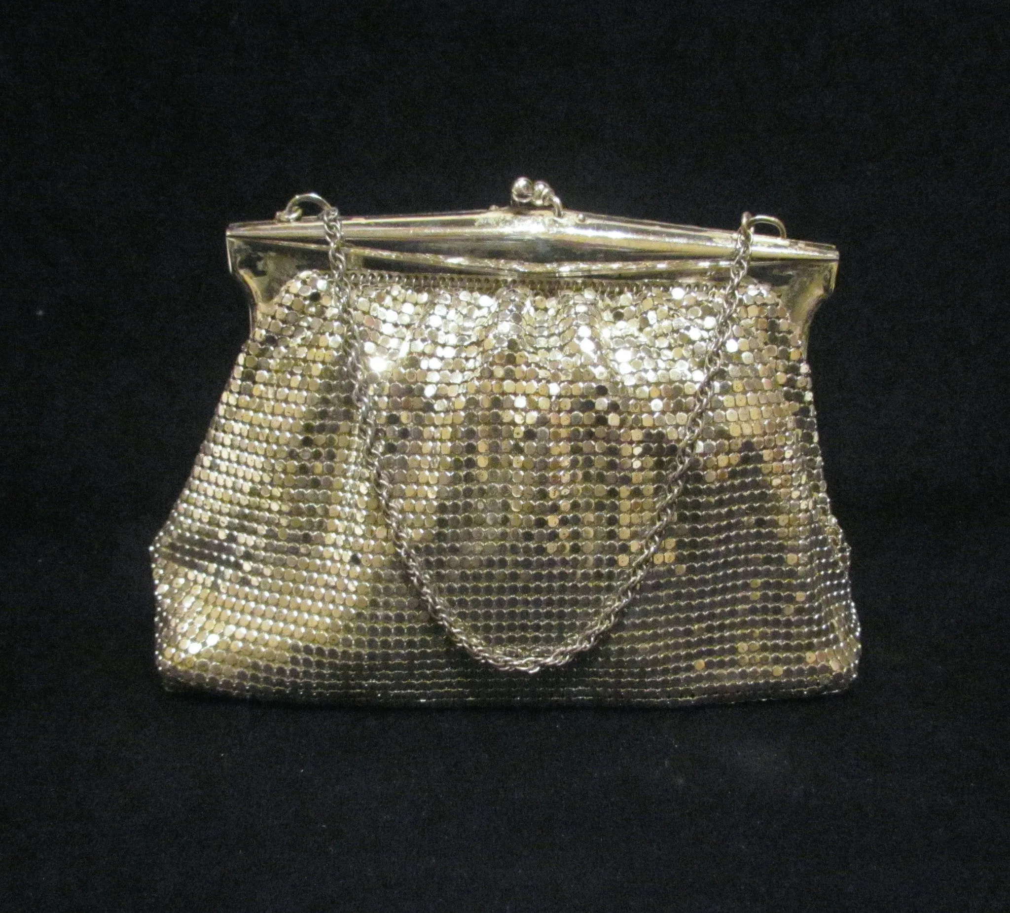 Vintage Silver Mesh Whiting Davis Purse Evening Bag Bridal Formal Handbag