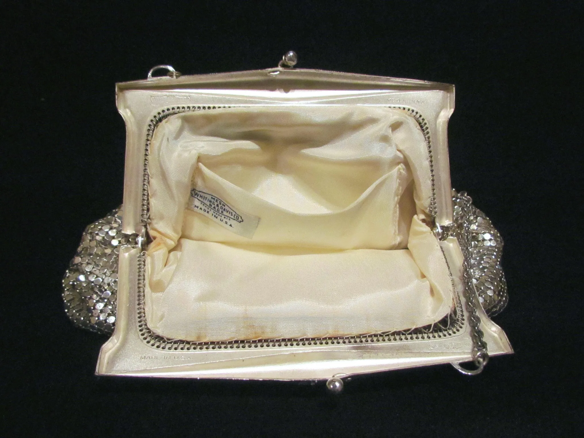 Vintage Silver Mesh Whiting Davis Purse Evening Bag Bridal Formal Handbag