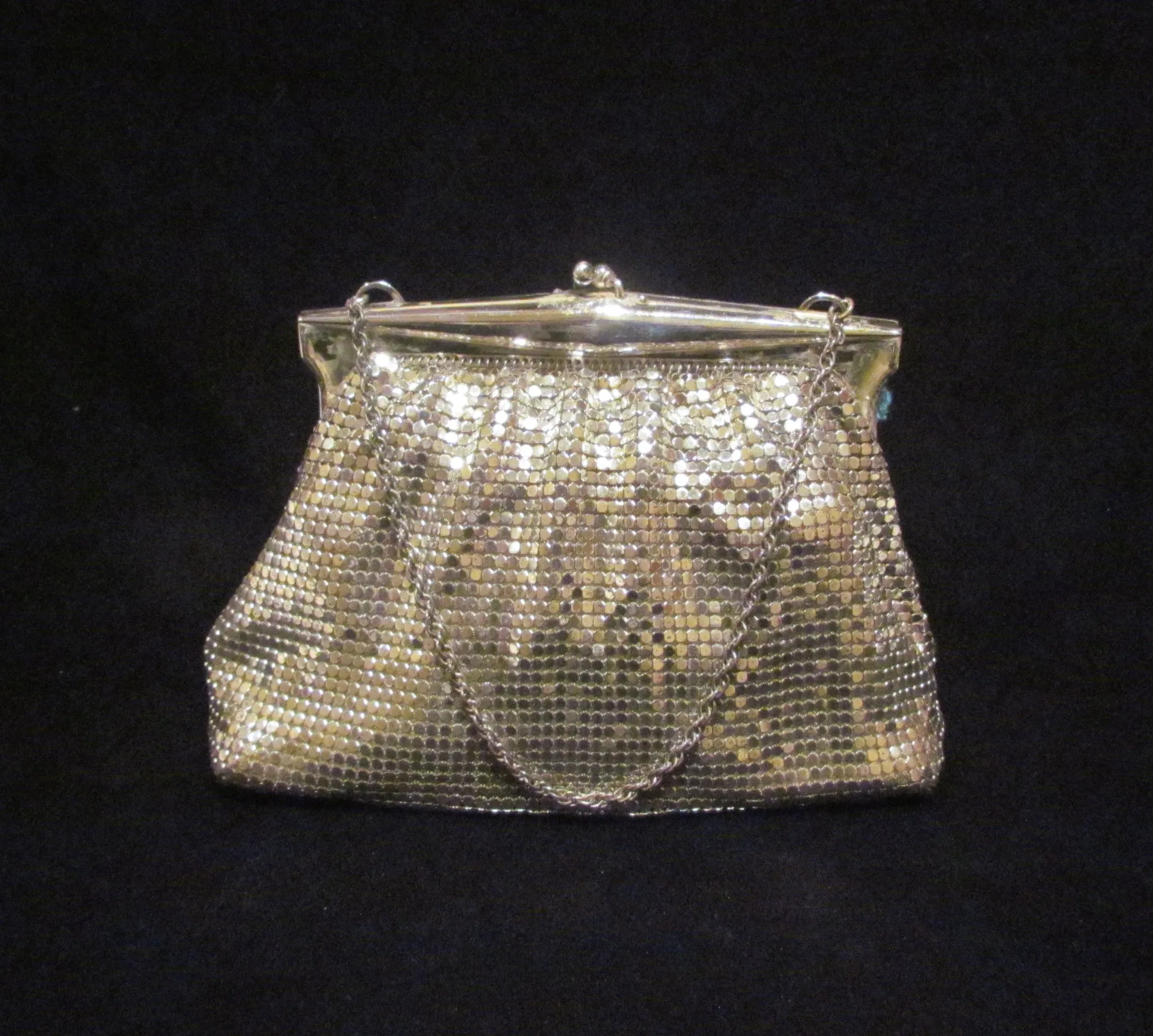 Vintage Silver Mesh Whiting Davis Purse Evening Bag Bridal Formal Handbag