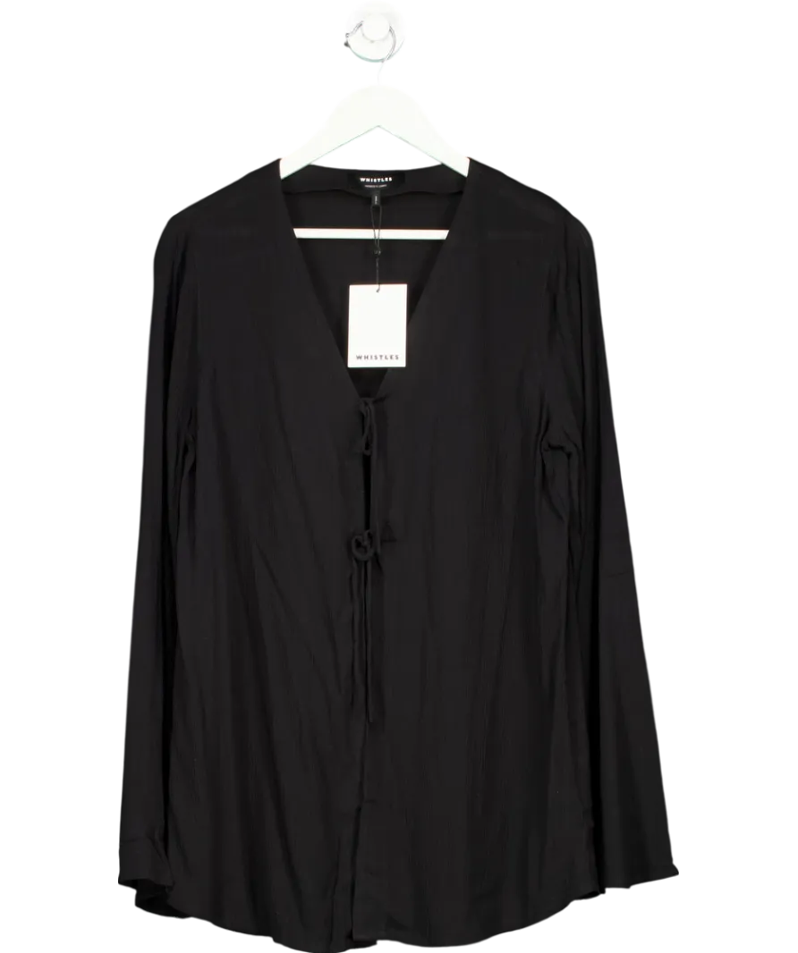 Whistles Black Beach Tie Front Top UK 12